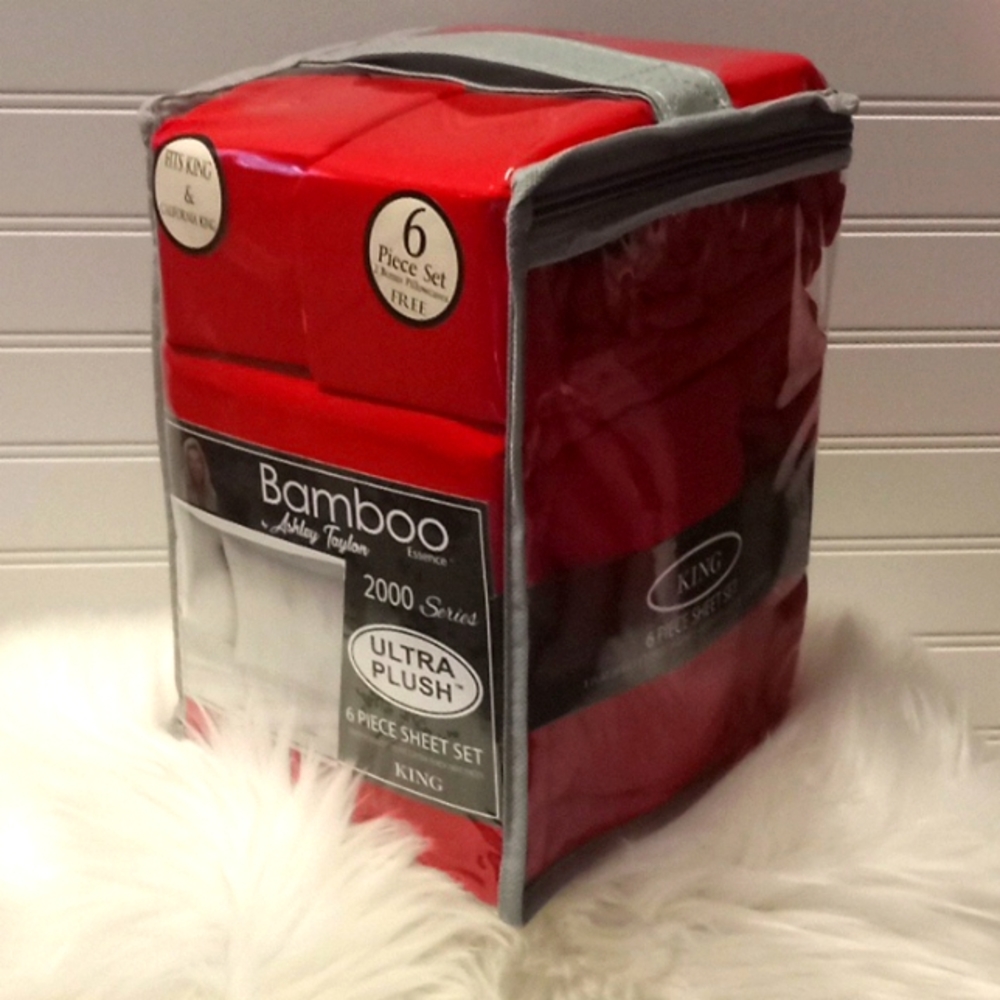 Bamboo Essence King Size  Red-  6 Piece Sheet Set